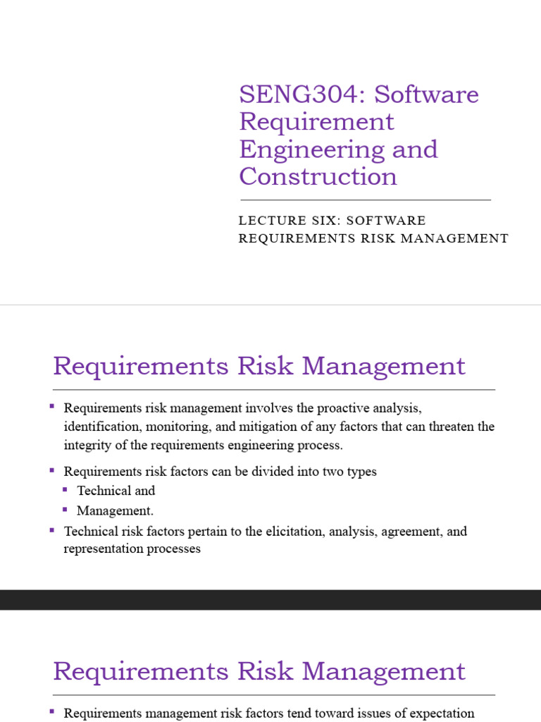 Software Requirements Risk Management | PDF | Risk Management ...