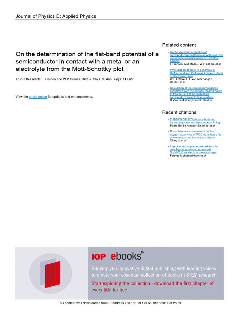 1978-On The Determination of The Flat-Band Potential of A | PDF ...