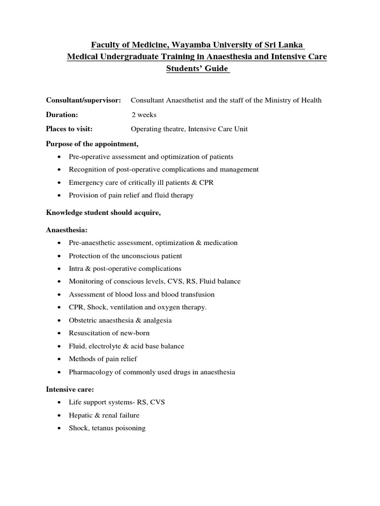 Anaesthesia And Critical Care Pdf Anesthesia Intensive Care Medicine
