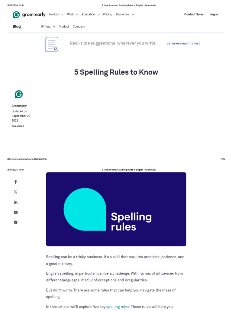 5 Most Important Spelling Rules in English | PDF | English Language | Word