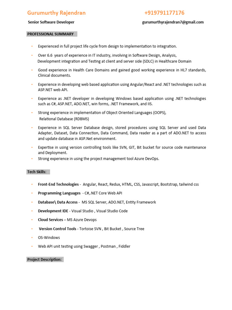 Senior Software Developer Profile | PDF | Microsoft Sql Server | Databases