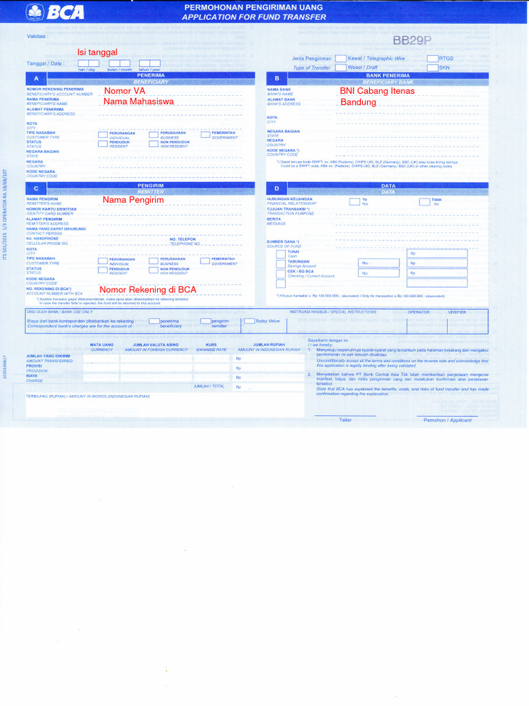 Formulir Transfer Bank Internasional Pdf