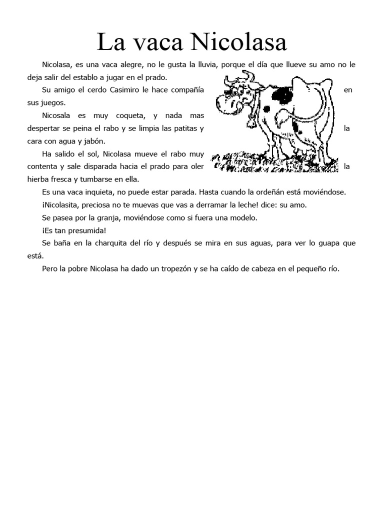La coqueta vaca Nicolasa en la granja | PDF