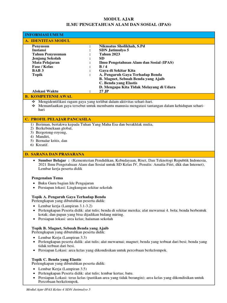 Modul Ajar IPAS BAB 3 | PDF