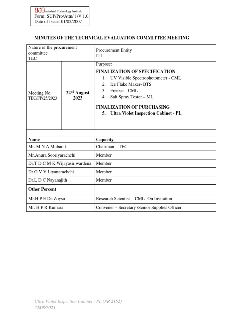 Ultra Violet Inspection Cabinet Purchase | PDF | Technology & Engineering