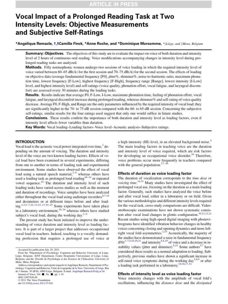 Vocal Load Effects on Voice Quality | PDF | Noise | Experiment