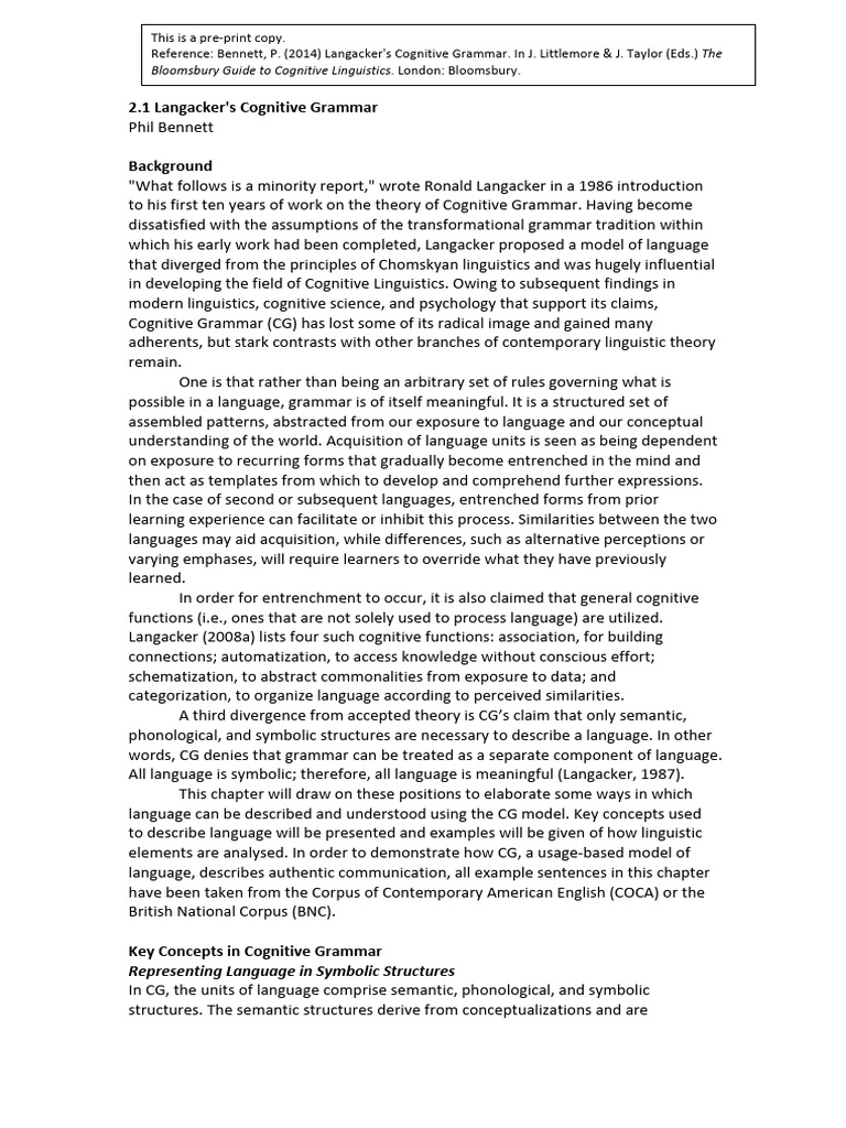 Understanding Cognitive Grammar Concepts | PDF | Semantics | Noun