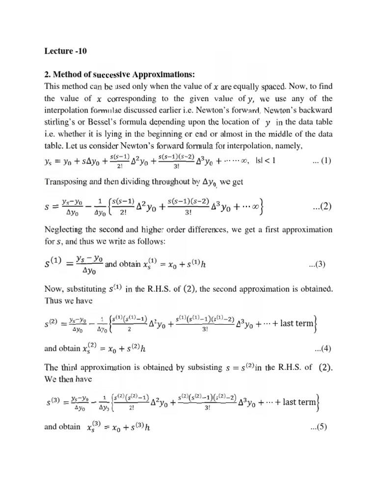 Successive Approximations in Interpolation | PDF | Interpolation ...