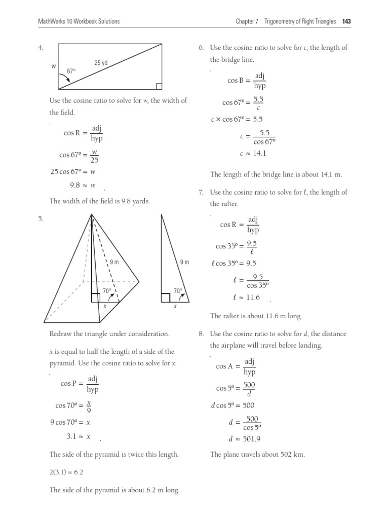 7.3 Answers | PDF | Trigonometry | Triangle