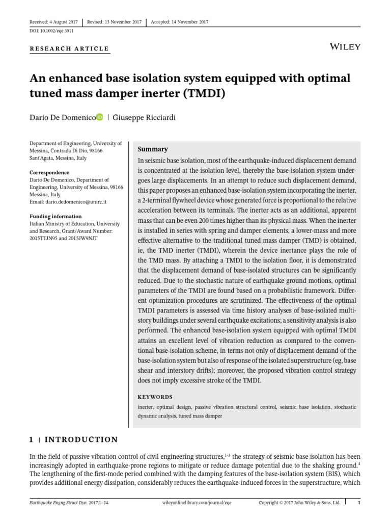 An Enhanced Base Isolation System Equipped With Optimal | PDF | Matrix ...
