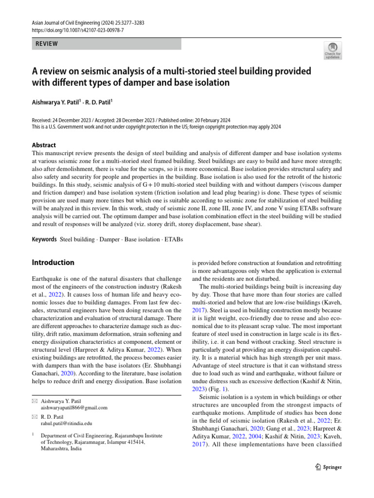 A Review On Seismic Analysis of A Multi-Storied Steel Building Provided ...