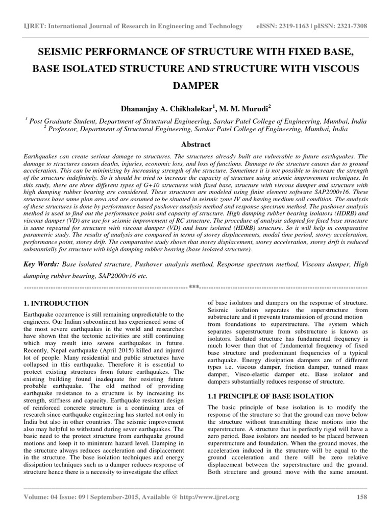 Seismic Performance of Isolated Structures | PDF | Earthquake ...