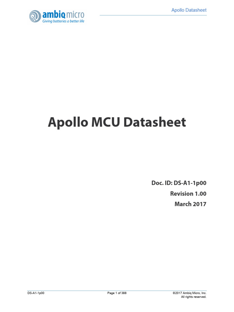 Apollo Ultra-Low Power MCU Datasheet | PDF | Microcontroller | Analog ...