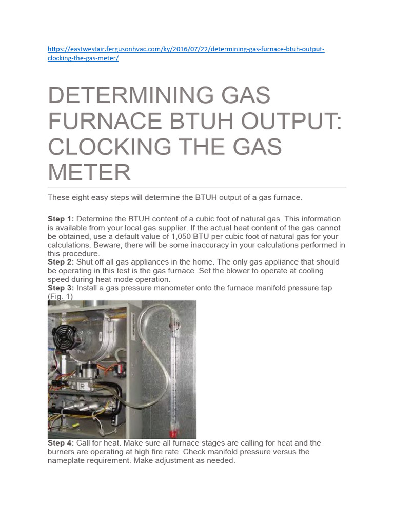 Calculate Gas Furnace BTUH Output | PDF | British Thermal Unit | Water ...