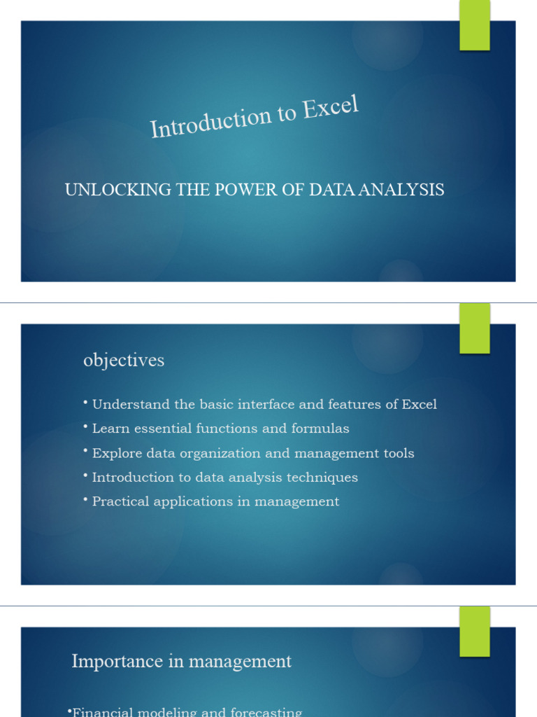 Introduction to Excel analytics | PDF