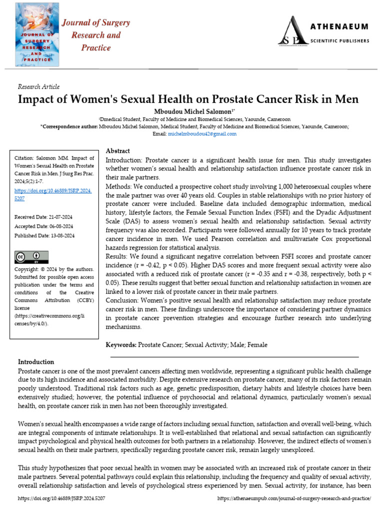 Impact of Womens Sexual Health On Prostate Cancer Risk in Men | PDF ...