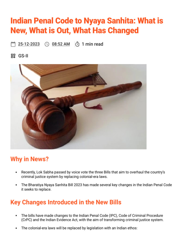 Indian Penal Code Replaced: Key Changes | PDF | Crimes | Crime & Violence