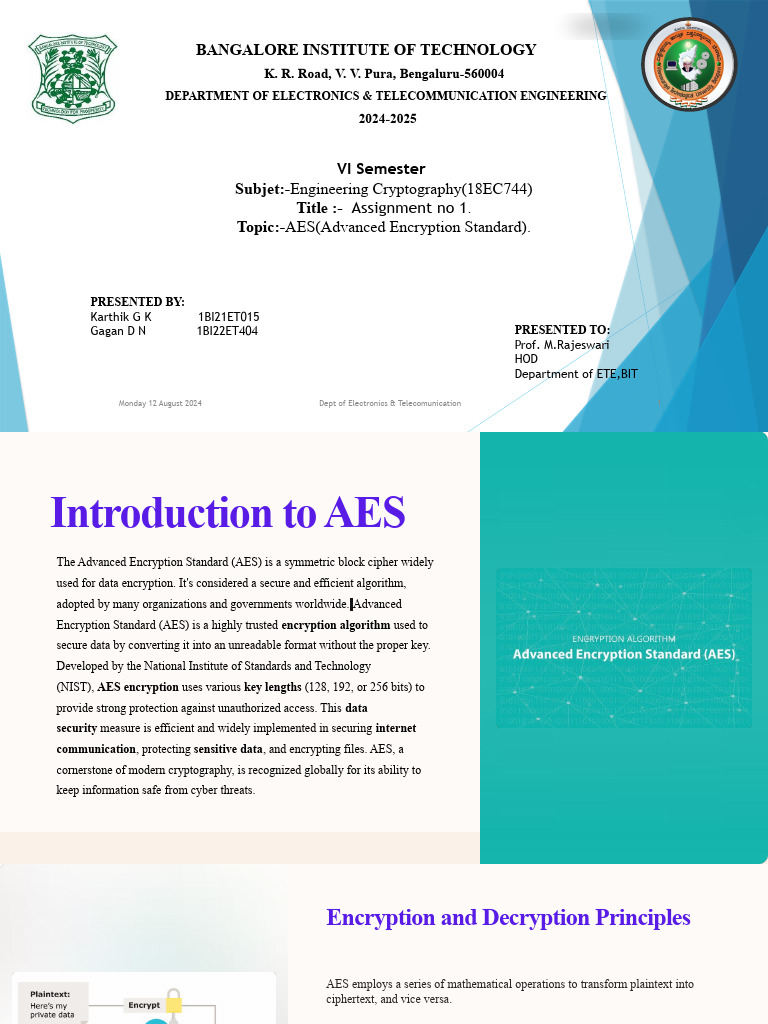 AES Encryption Overview and Applications | PDF | Encryption | Key ...