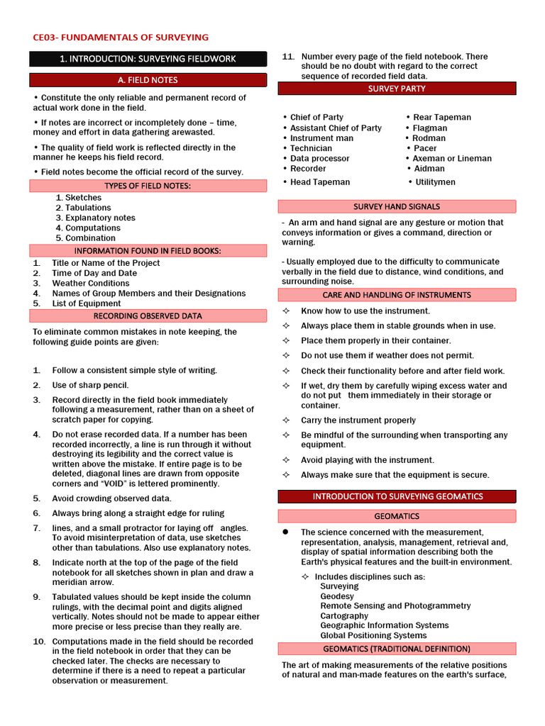 Ce03 Fundamentals of Surveying | PDF | Errors And Residuals ...