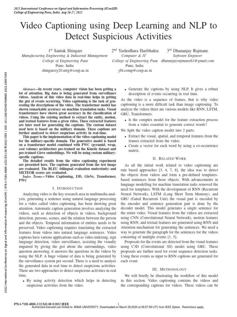 Deep Learning for Military Video Captioning | PDF | Artificial ...