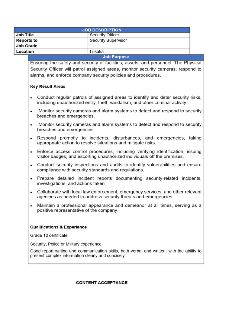 Security Officer Job Description | PDF | Computer Security | Security