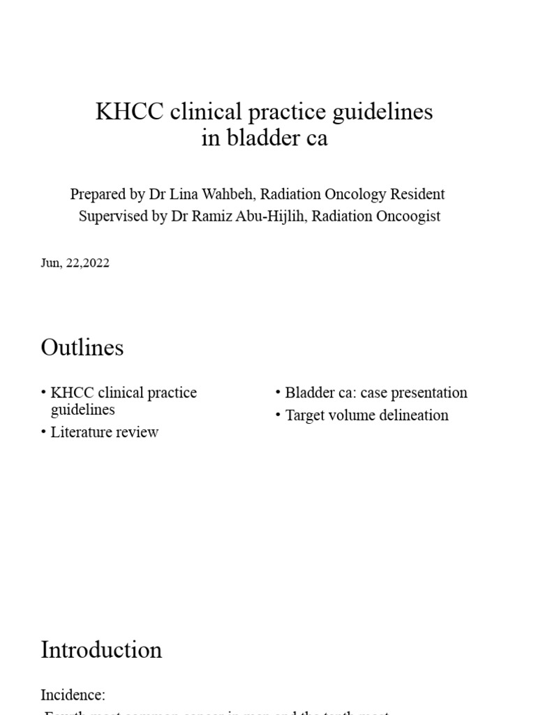 KHCC Bladder Cancer Guidelines 2022 | PDF | Causes Of Death | Diseases ...