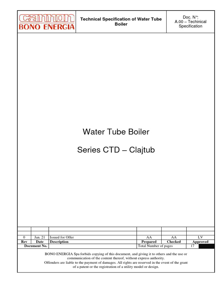 A.00 - Technical Specification | PDF | Boiler | Valve