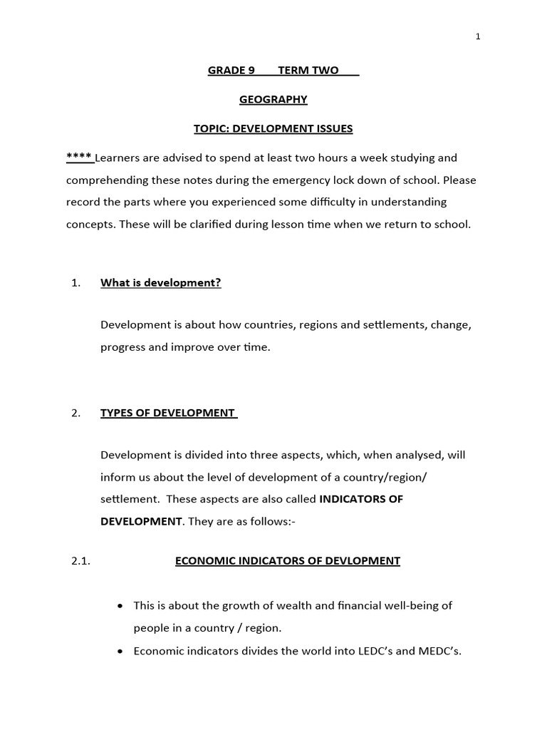Geography: Development Issues | PDF | Developing Country | Sustainability