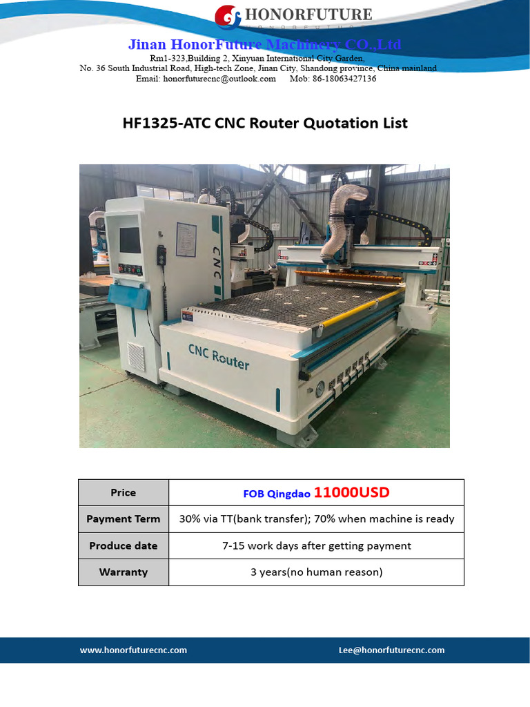 HF1325-ATC CNC Router Specs & Price | PDF | Numerical Control ...
