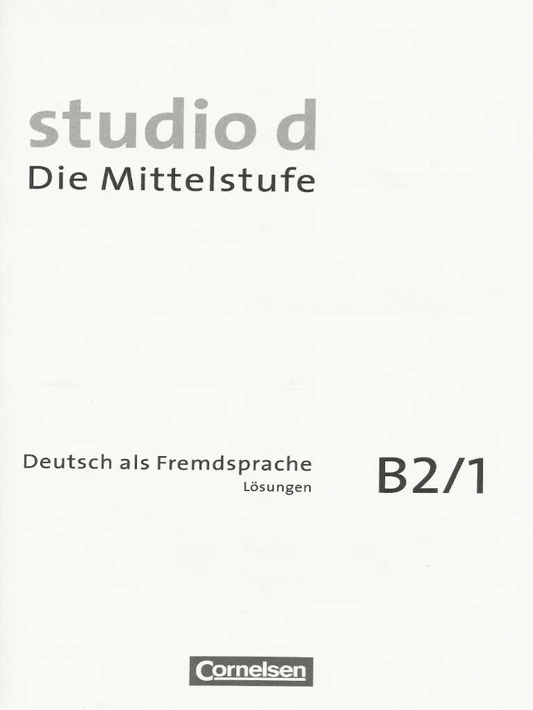 Studio D B2 Kurs - Und Uebungsbuch Loesungen Teilband 1 | PDF