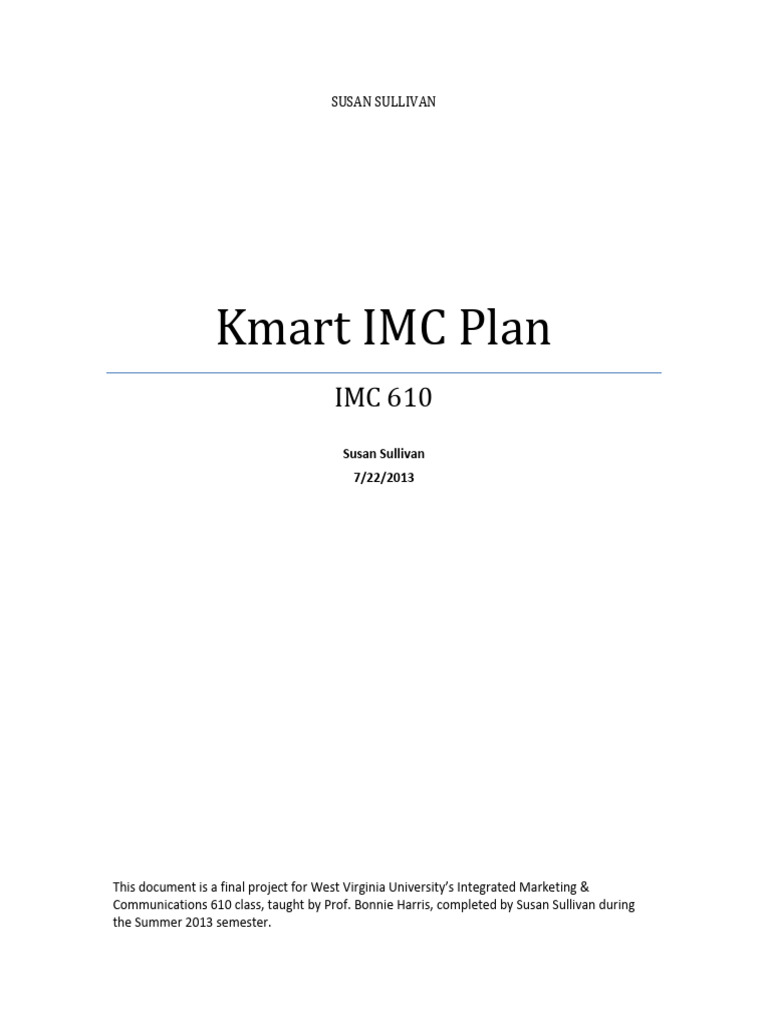 Imc 610 Final Project Imc Plan For Kmart | PDF | Kmart | Retail