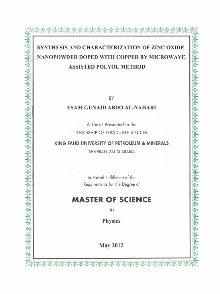 Cu-Doped ZnO Synthesis and Analysis | PDF | Zinc Oxide | Nanoparticle