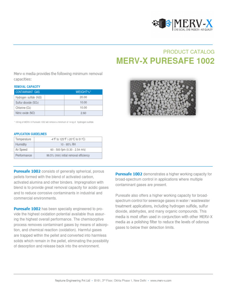 MERV-X Puresafe 1002 Product Overview | PDF | Oxide | Chlorine