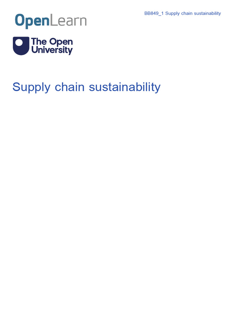 Understanding Supply Chain Sustainability | PDF | Sustainability ...