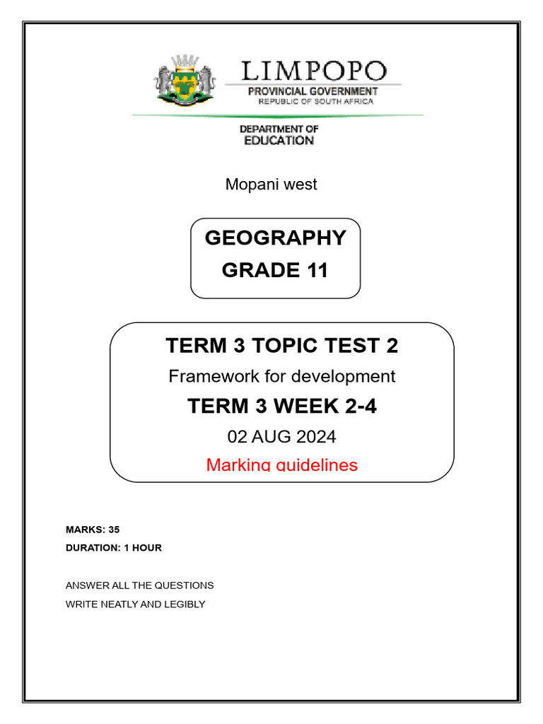 Geog - Grade 11 MG - Topic Test 02 Aug 2024 | PDF | Balance Of Trade ...