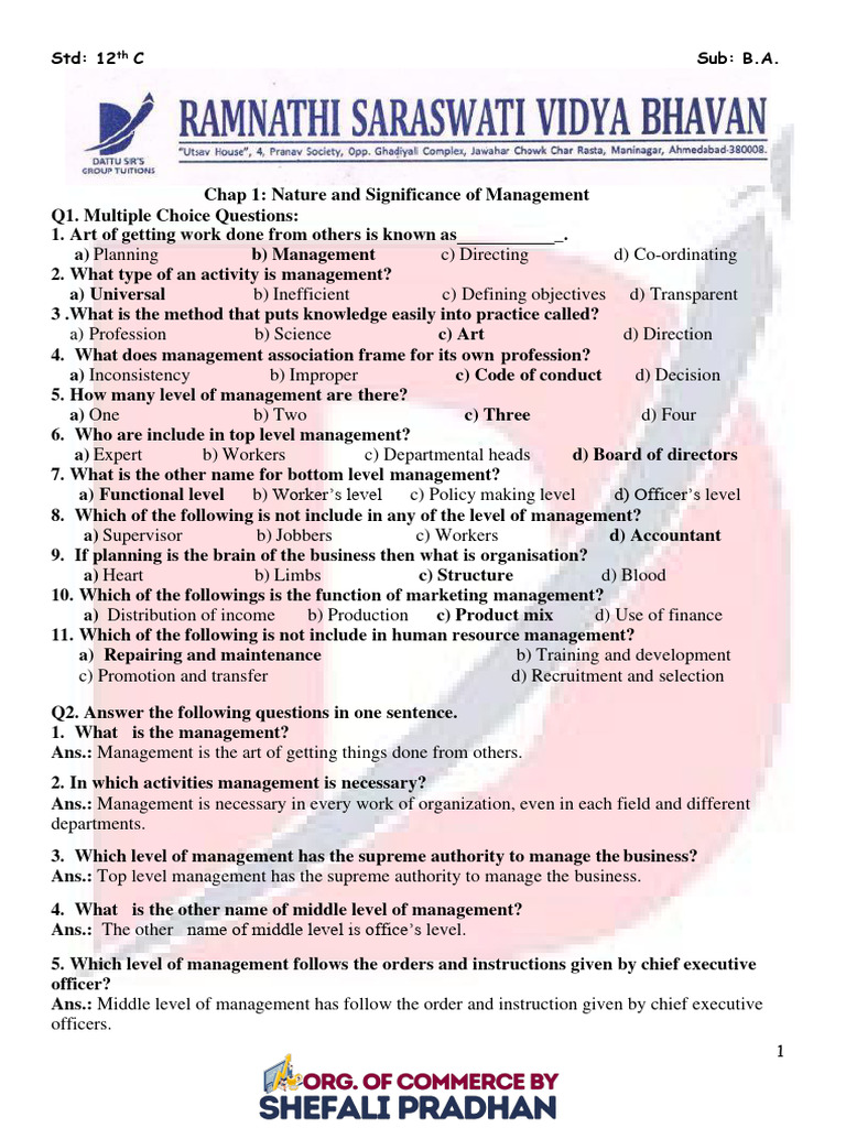 12 BA Chap 1-7 | PDF | Thought | Employment