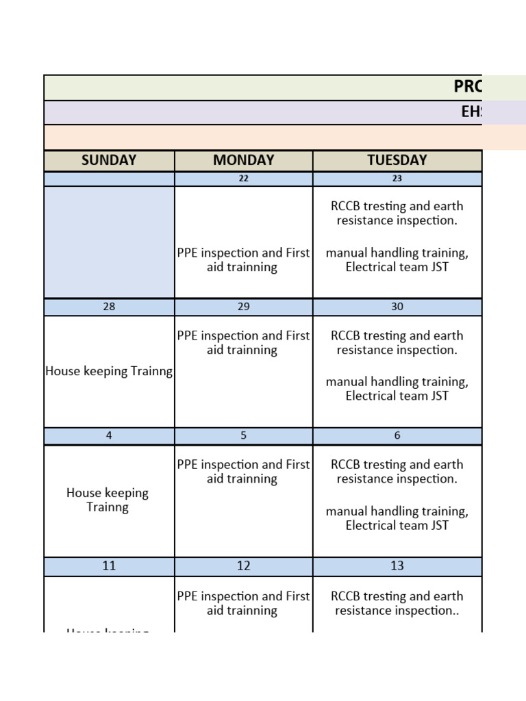 Monthly Activity Plan