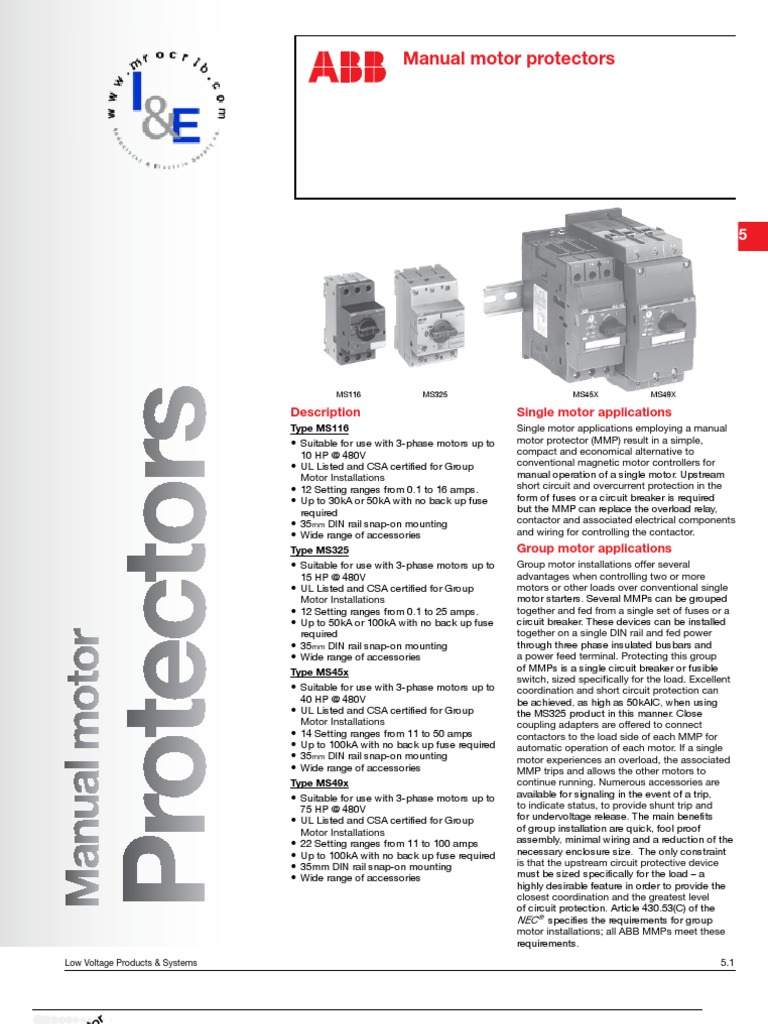 ABB; Manual Motor Protectors Fuse (Electrical) Power (Physics)
