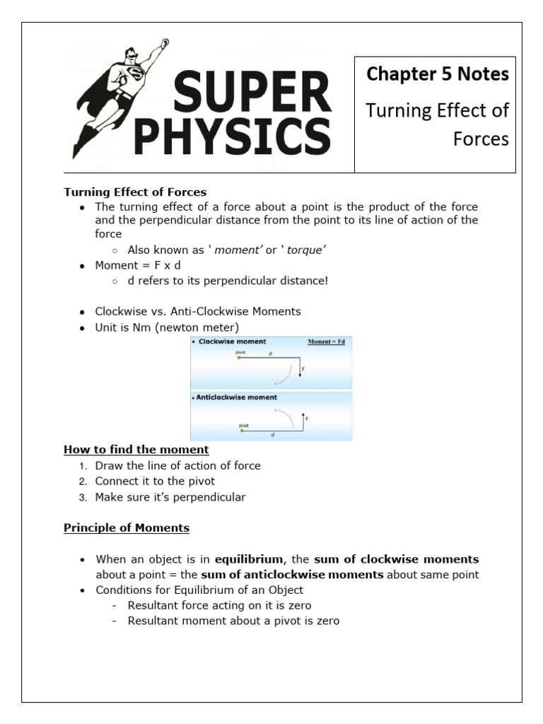 C5 Turning Effect of Forces Notes | PDF | Center Of Mass | Potential Energy