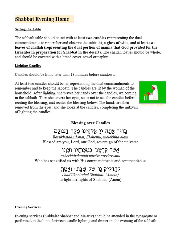 Shabbat Evening Home Rituals Guide | PDF | Shabbat | Hebrew Calendar