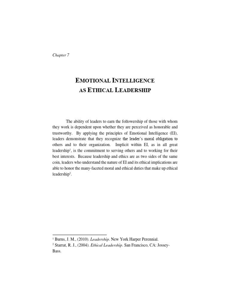 Emotional Intelligence in Ethical Leadership | PDF | Leadership ...