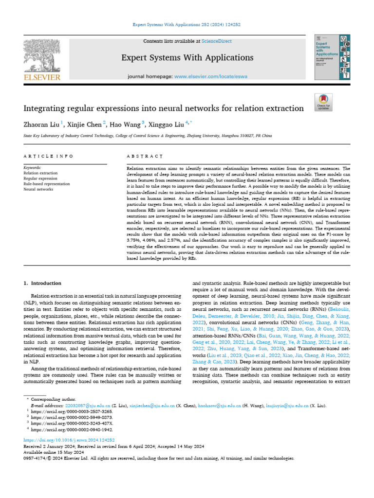 Enhancing Relation Extraction with Regex | PDF | Artificial Neural ...