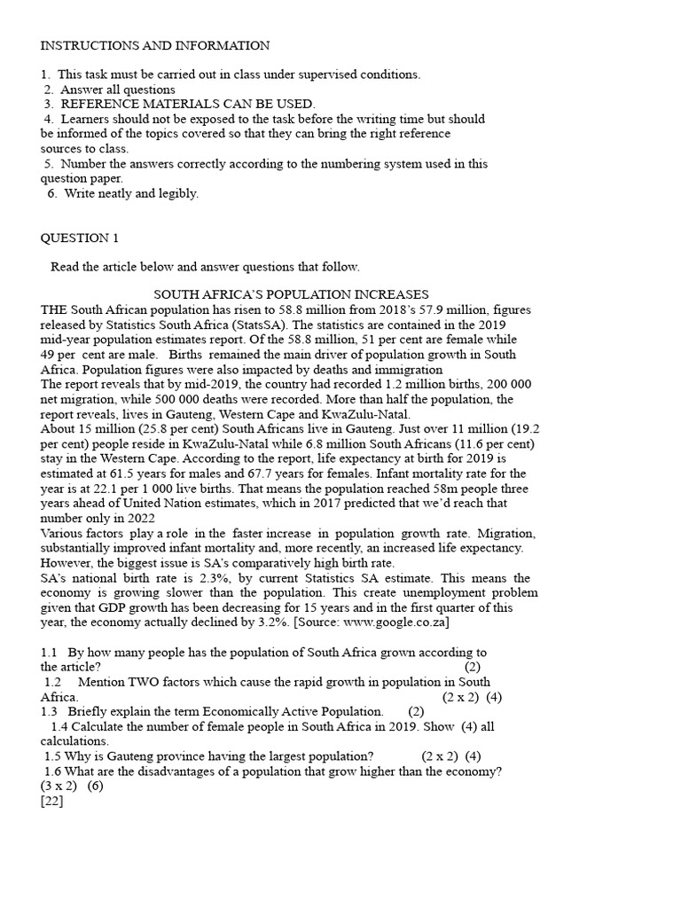 ECONOMICS QUESTION PAPER GRADE 10 TERM 3 visual data 7