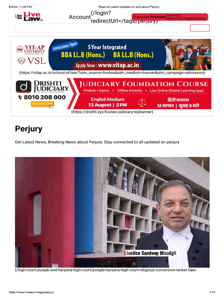 Read All Latest Updates On and About Perjury | PDF | Perjury | Common Law