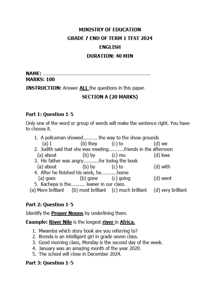 Grade 7 English Test - Term 1 2024 | PDF | Tobacco Smoking | Addiction