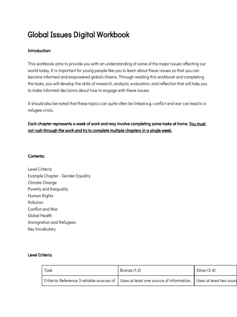 Global Issues Workbook for Youth Education | PDF | Climate Change ...