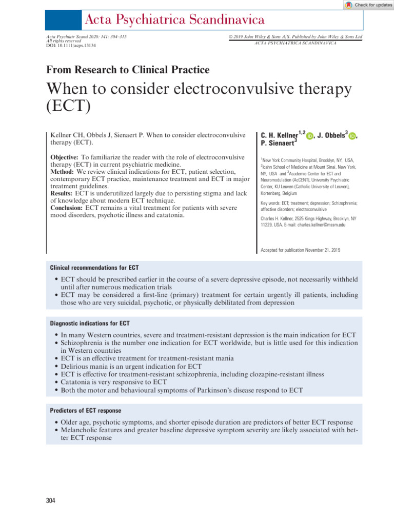 Acta Psychiatr Scand - 2019 - Kellner - When To Consider ...