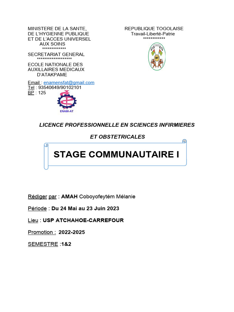 Rapport de Stage en Santé Communautaire | PDF | Allaitement | Sciences ...