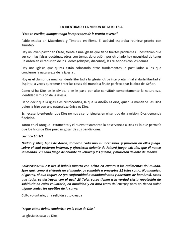Identidad y Misión de la Iglesia | PDF | Cristo (título) | Iglesia ...
