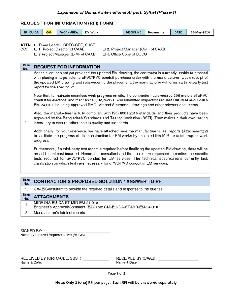 Airport Expansion RFI Details | PDF | Pipe (Fluid Conveyance ...